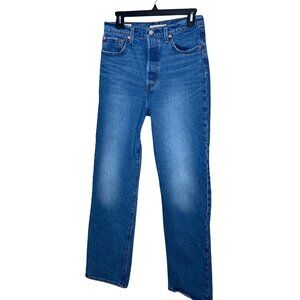 Levis Womens Jeans Size 28 Blue Ribcage Straight Leg Denim Pockets